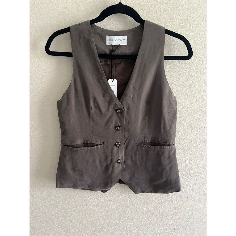 New Self Contrast Button front waistcoat vest XS